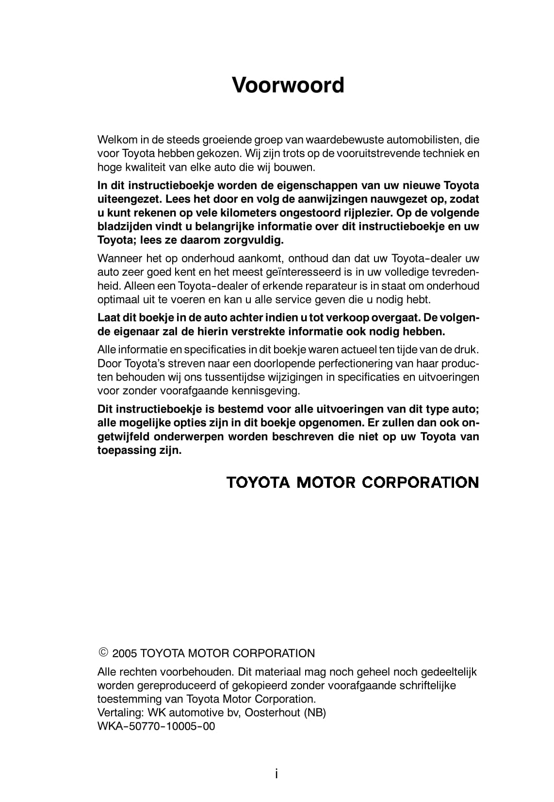 2004-2007 Toyota Corolla Owner's Manual | Dutch