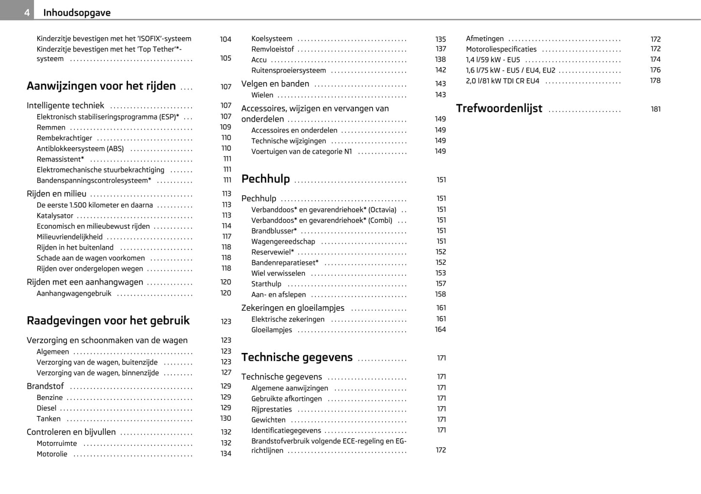 2009-2010 Skoda Octavia Gebruikershandleiding | Nederlands