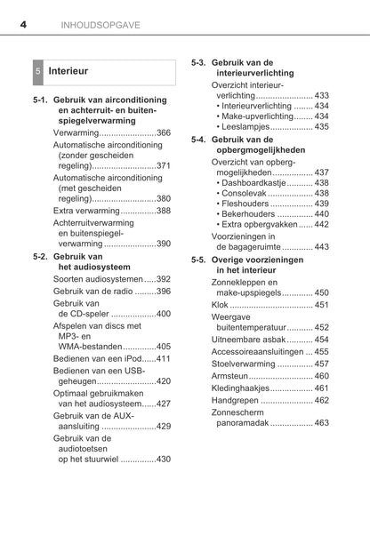 2013-2014 Toyota Auris/Auris Hybrid Owner's Manual | Dutch