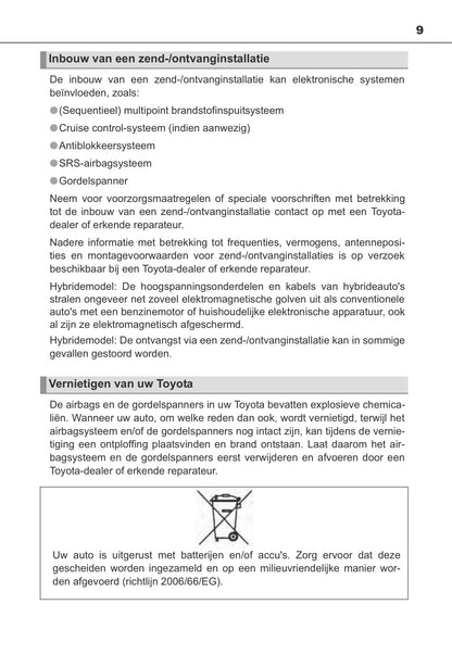 2013-2014 Toyota Auris/Auris Hybrid Owner's Manual | Dutch