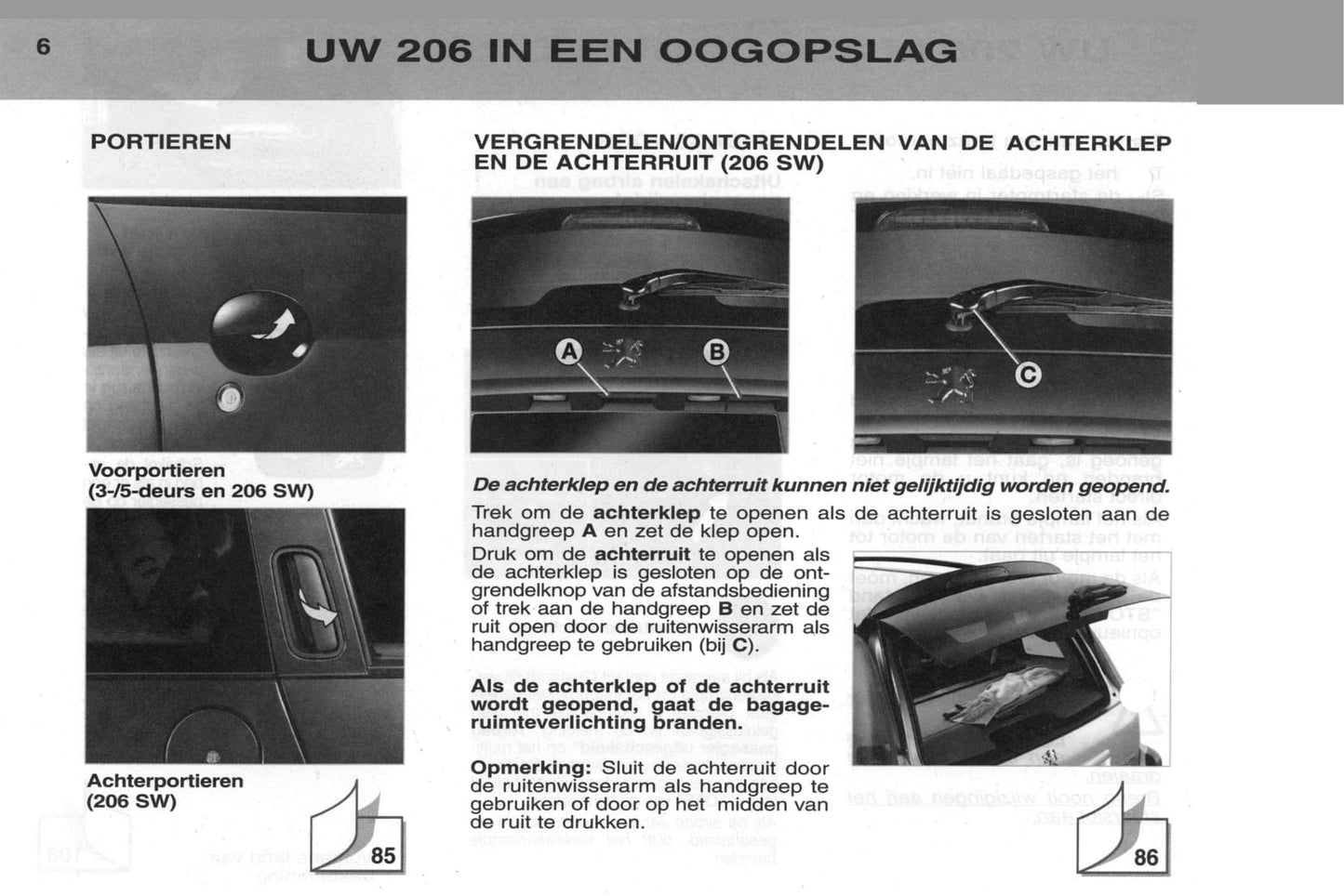 2002-2003 Peugeot 206/206 SW Bedienungsanleitung | Niederländisch