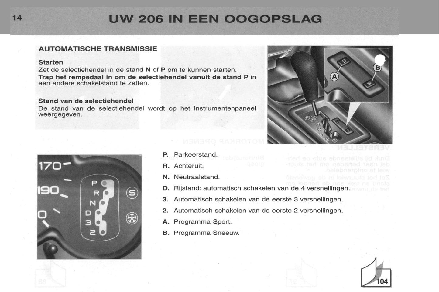 2002-2003 Peugeot 206/206 SW Bedienungsanleitung | Niederländisch