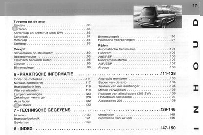 2002-2003 Peugeot 206/206 SW Bedienungsanleitung | Niederländisch