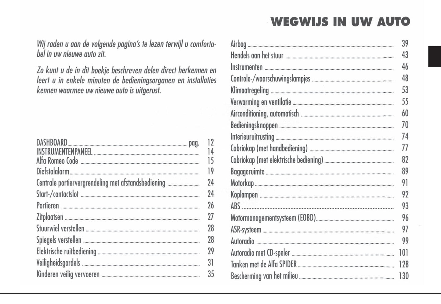 2003-2006 Alfa Romeo Spider Bedienungsanleitung | Niederländisch