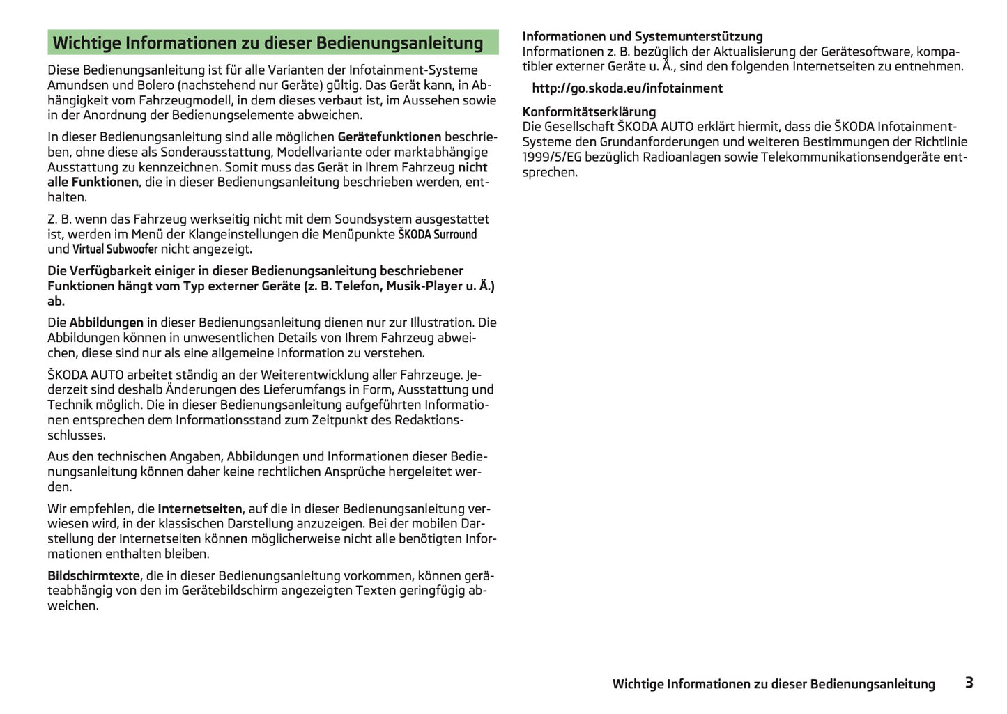 Skoda Amundsen Und Bolero Infotainment Bedienungsanleitung 2016