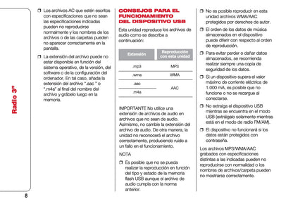 Abarth 124 Spider Radio 3 Instrucciones 2016 - 2018