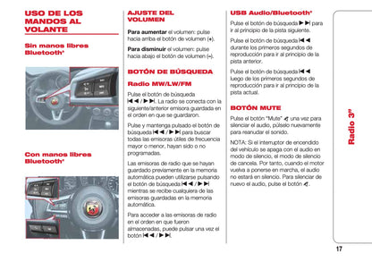 Abarth 124 Spider Radio 3 Instrucciones 2016 - 2018