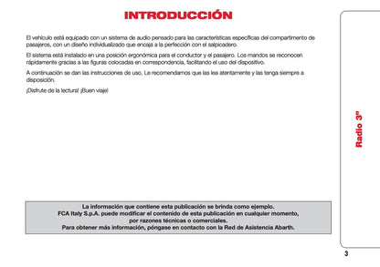 Abarth 124 Spider Radio 3 Instrucciones 2016 - 2018