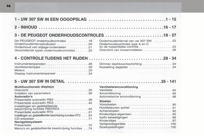 2003-2004 Peugeot 307 SW Bedienungsanleitung | Niederländisch