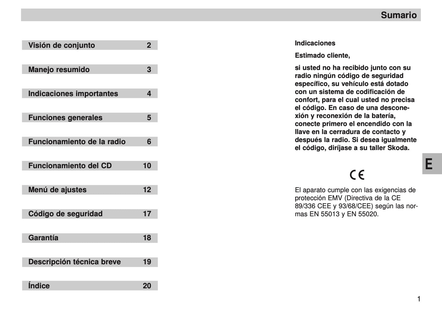 Skoda Radio Symphony Manual de Instrucciones 2007