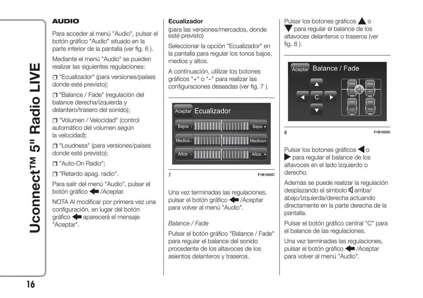 Abarth 595 Uconnect Radio 5.0 Instrucciones 2017 - 2018