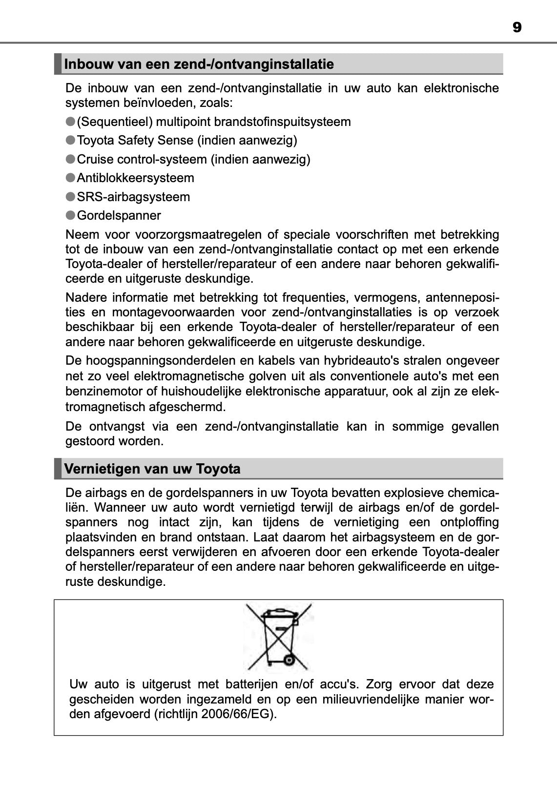 2017-2018 Toyota Auris Hybrid Touring Sports Owner's Manual | Dutch