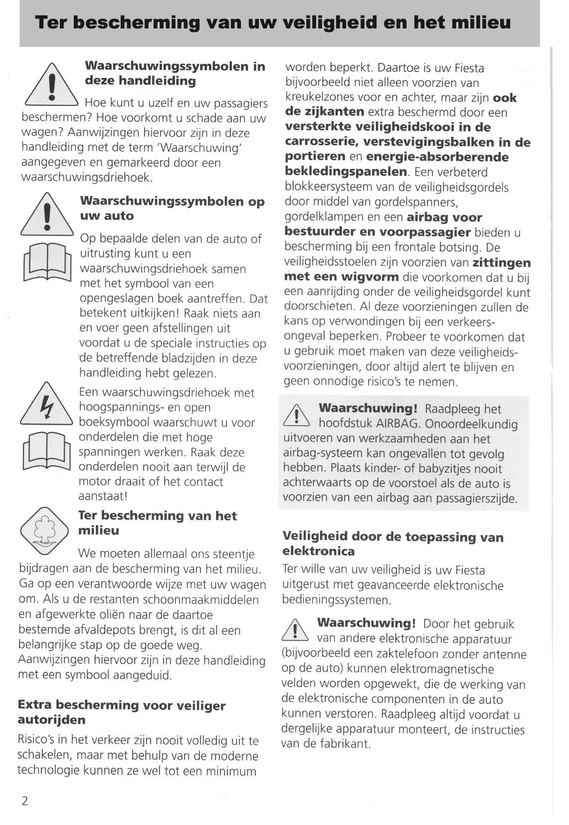 1995-1999 Ford Fiesta Owner's Manual | Dutch