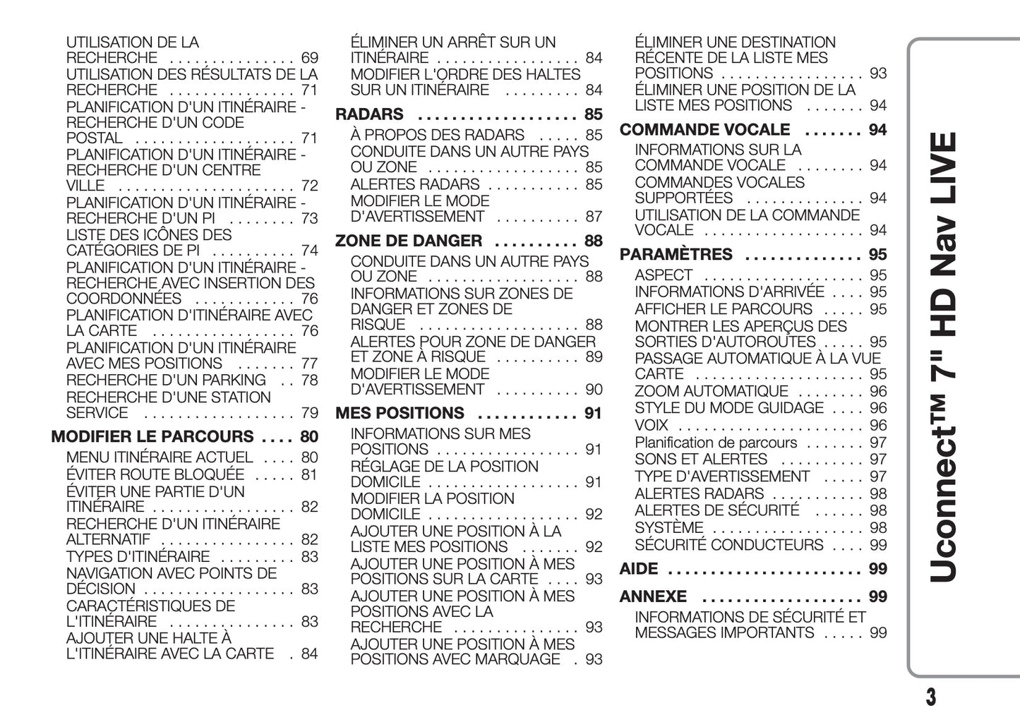 Fiat 500L Uconnect Radio Nav 7.0 Guide d'utilisation 2017 - 2023