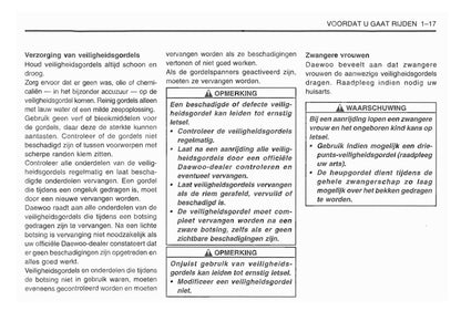 1998-2001 Daewoo Matiz Bedienungsanleitung | Niederländisch