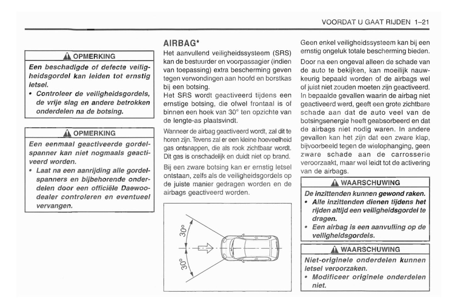 1998-2001 Daewoo Matiz Bedienungsanleitung | Niederländisch