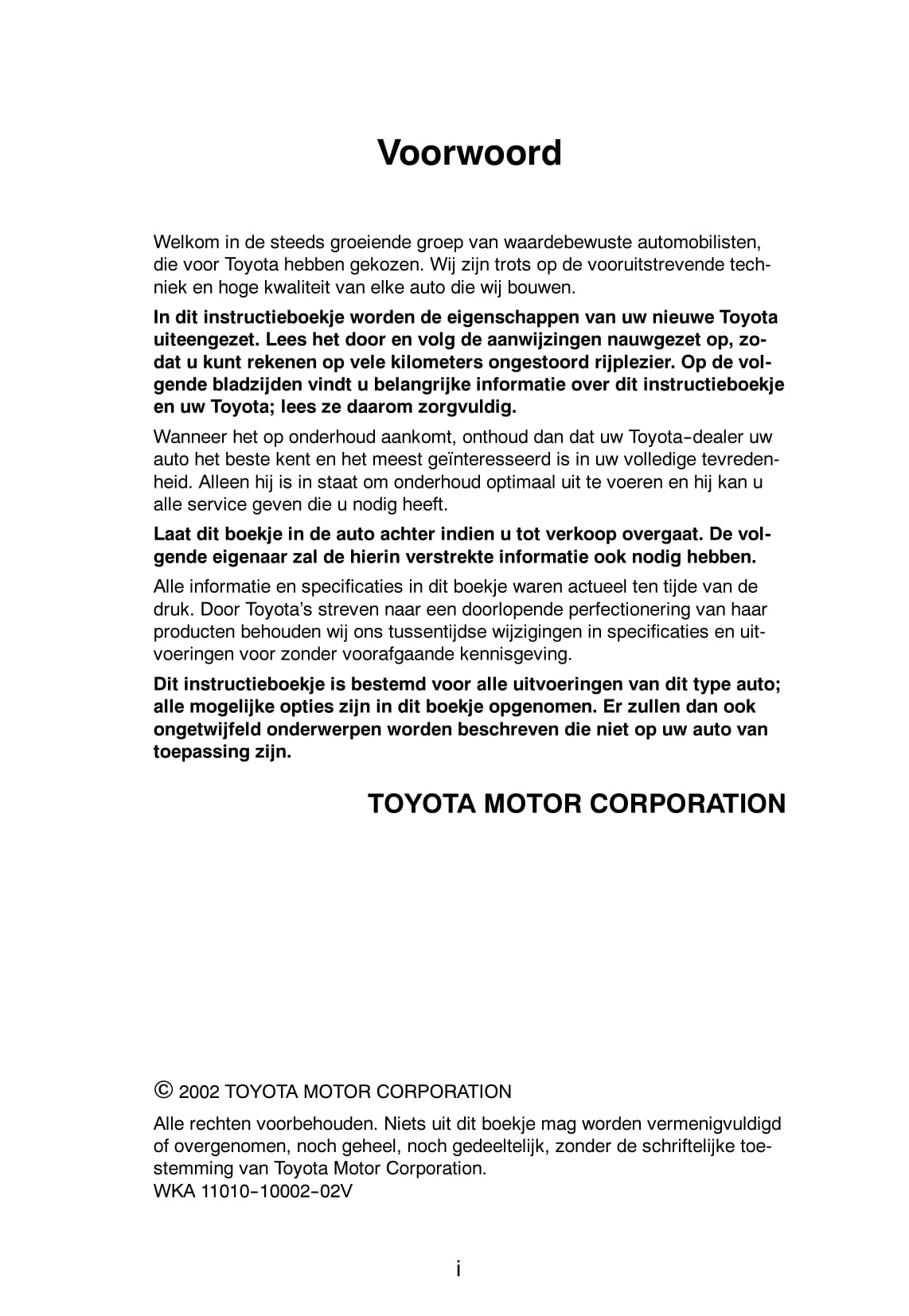 2002-2004 Toyota Corolla Verso Owner's Manual | Dutch