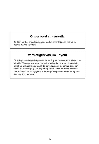 2002-2004 Toyota Corolla Verso Owner's Manual | Dutch