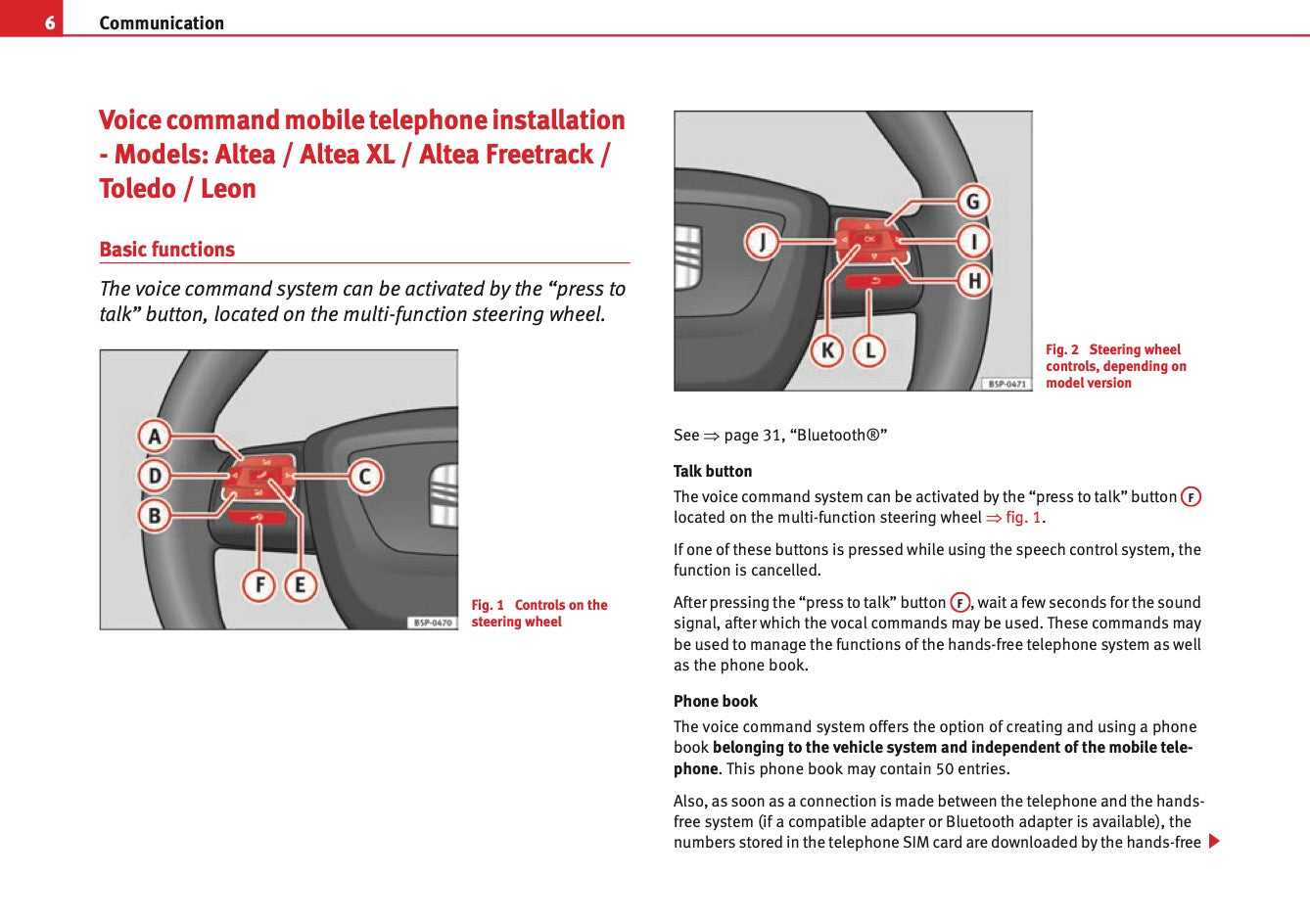 Seat Communication System Owners Manual