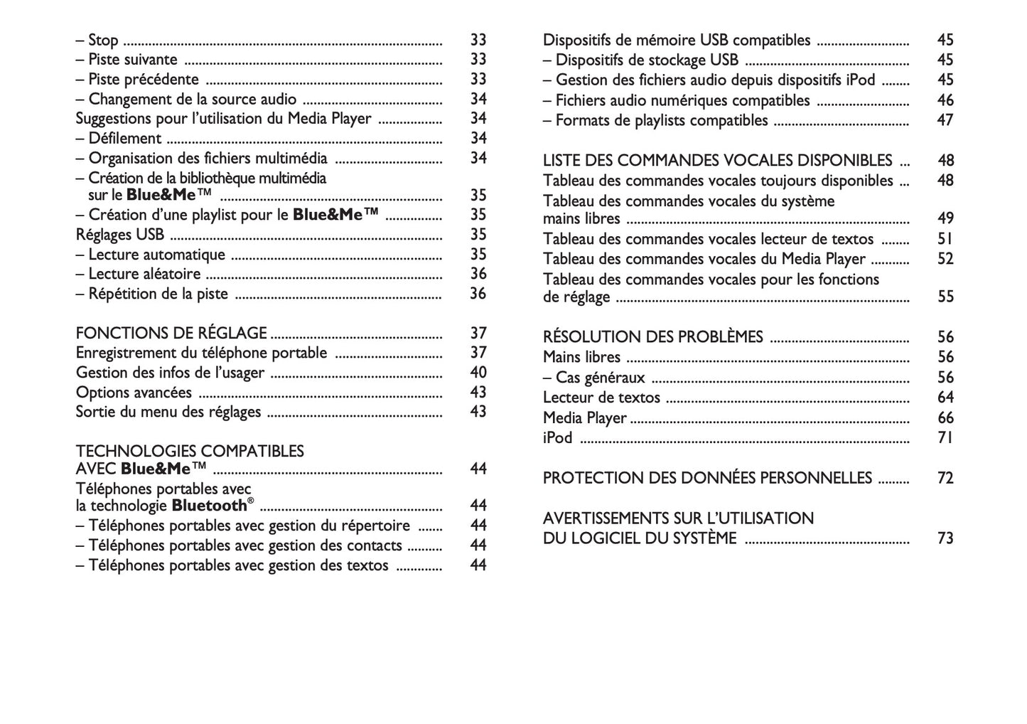 Fiat 500 & 500 Cabrio Blue & Me Guide d'utilisation 2011 - 2013