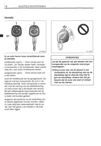 1999-2000 Toyota Yaris Owner's Manual | Dutch