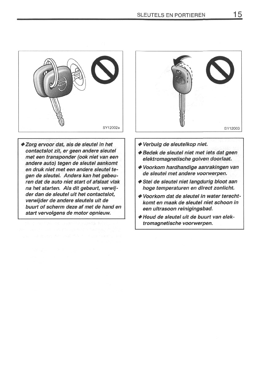 1999-2000 Toyota Yaris Owner's Manual | Dutch