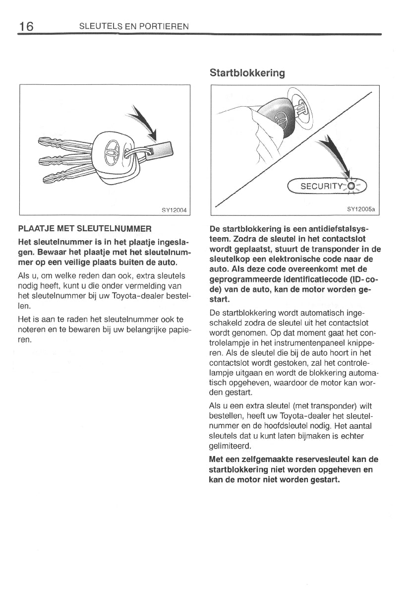 1999-2000 Toyota Yaris Owner's Manual | Dutch