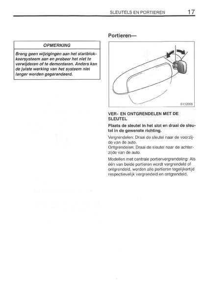 1999-2000 Toyota Yaris Owner's Manual | Dutch