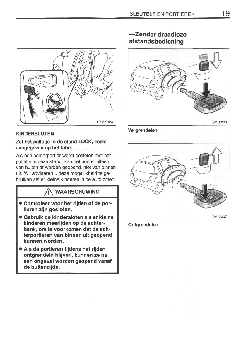 1999-2000 Toyota Yaris Owner's Manual | Dutch