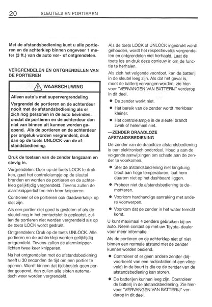 1999-2000 Toyota Yaris Owner's Manual | Dutch