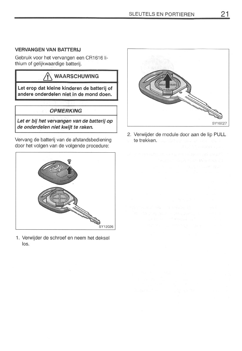 1999-2000 Toyota Yaris Owner's Manual | Dutch