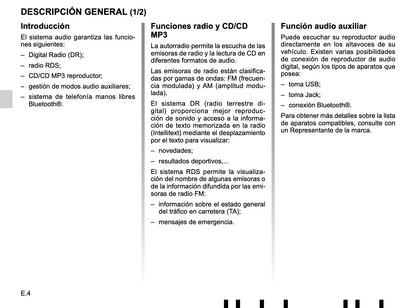 Renault Radio CD Bluetooth de Instrucciones 2016