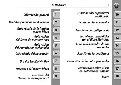 Alfa Romeo Mito Blue&Me Nav Instrucciones 2008 - 2014