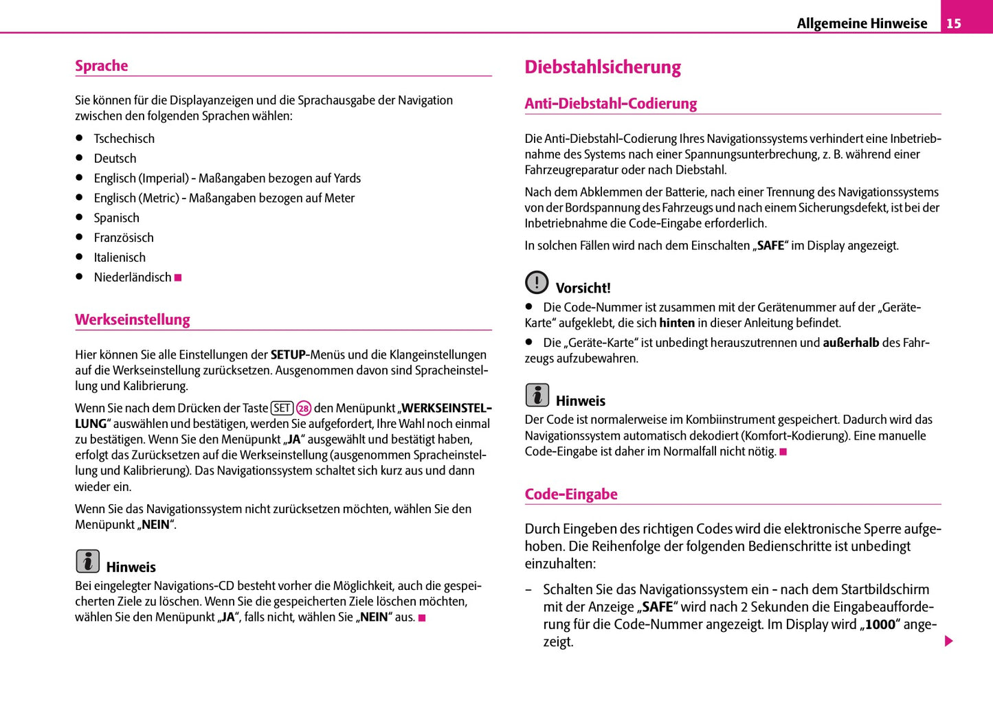 Skoda Radio-Navigations-System Satcompass Bedienungsanleitung 2006