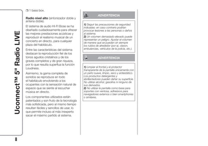 Alfa Romeo Giulietta Uconnect 5 Radio Live Instrucciones 2016 - 2021