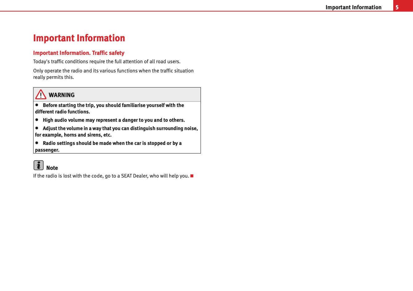 Seat Media System 2.1 Owners Manual