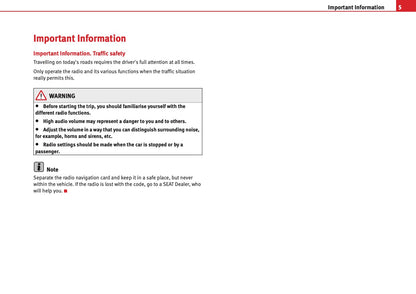 Seat Sound System 2.0 Owners Manual