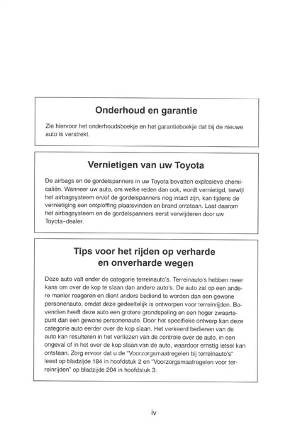 2000-2001 Toyota RAV4 Owner's Manual | Dutch