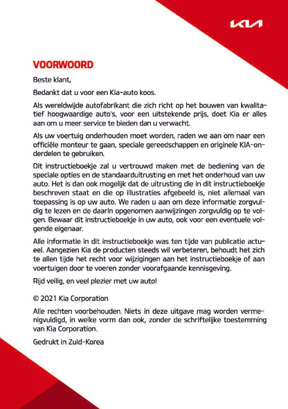2021-2022 Kia Rio Gebruikershandleiding | Nederlands