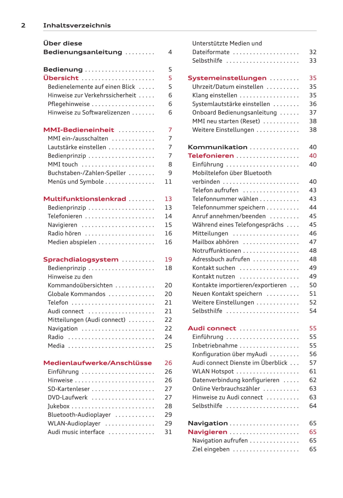 MMI navigation plus Bedienungsanleitung 2014