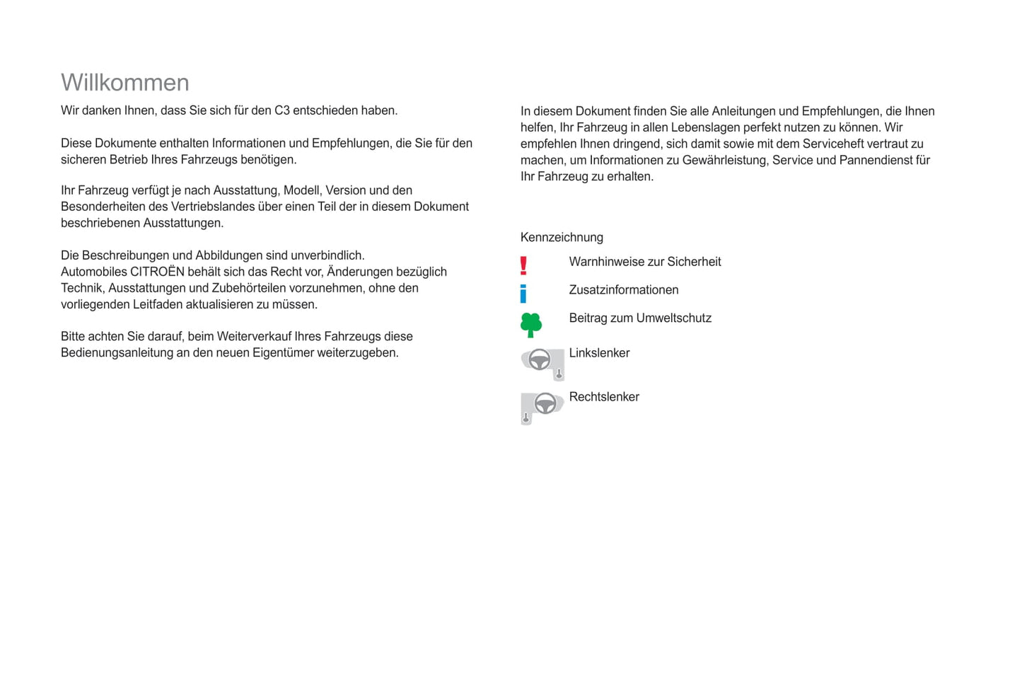 2017-2019 Citroën C3 Owner's Manual | German