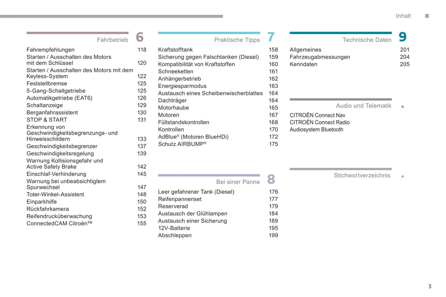 2017-2019 Citroën C3 Owner's Manual | German