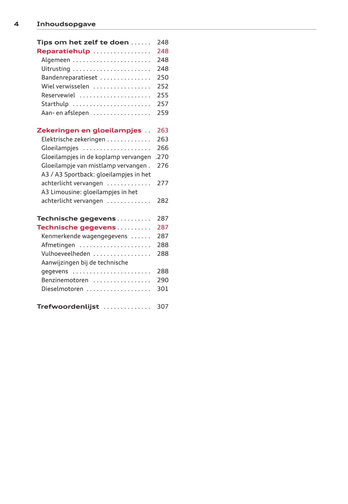 2013-2016 Audi A3/A3 Sportback/A3 Sportback g-tron/A3 Sportback e-tron/A3 Limousine/S3/S3 Sportback/S3 Limousine Owner's Manual | Dutch