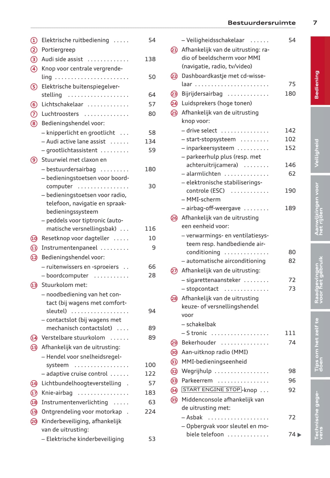 2013-2016 Audi A3/A3 Sportback/A3 Sportback g-tron/A3 Sportback e-tron/A3 Limousine/S3/S3 Sportback/S3 Limousine Owner's Manual | Dutch