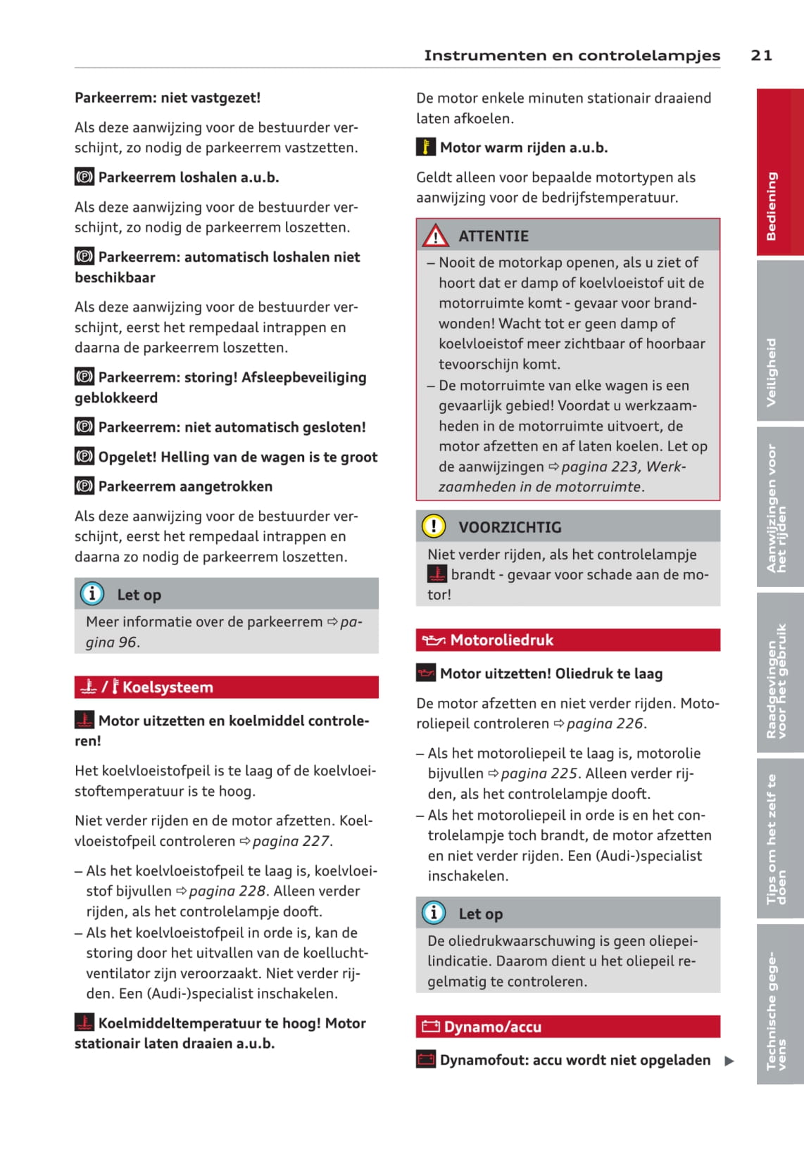 2013-2016 Audi A3/A3 Sportback/A3 Sportback g-tron/A3 Sportback e-tron/A3 Limousine/S3/S3 Sportback/S3 Limousine Owner's Manual | Dutch