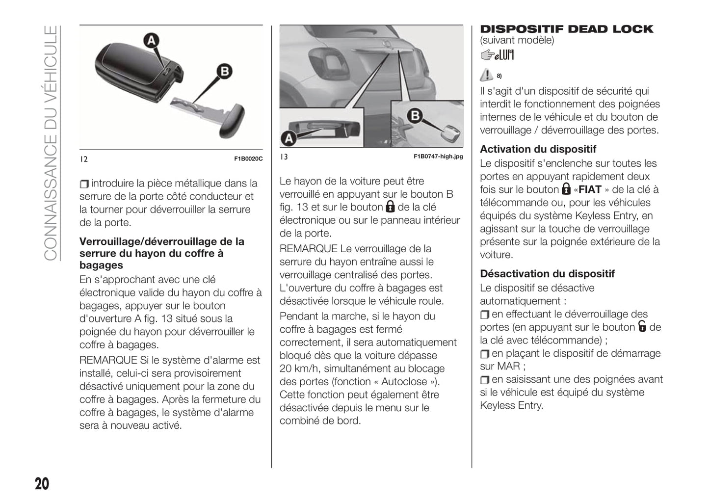 2019-2020 Fiat 500X Gebruikershandleiding | Frans