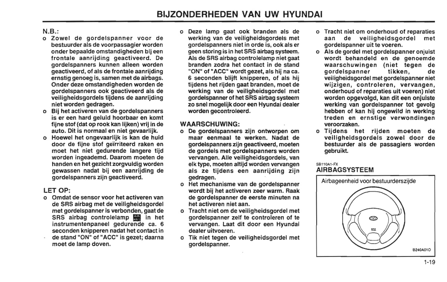 2001-2002 Hyundai Santa Fe Gebruikershandleiding | Nederlands