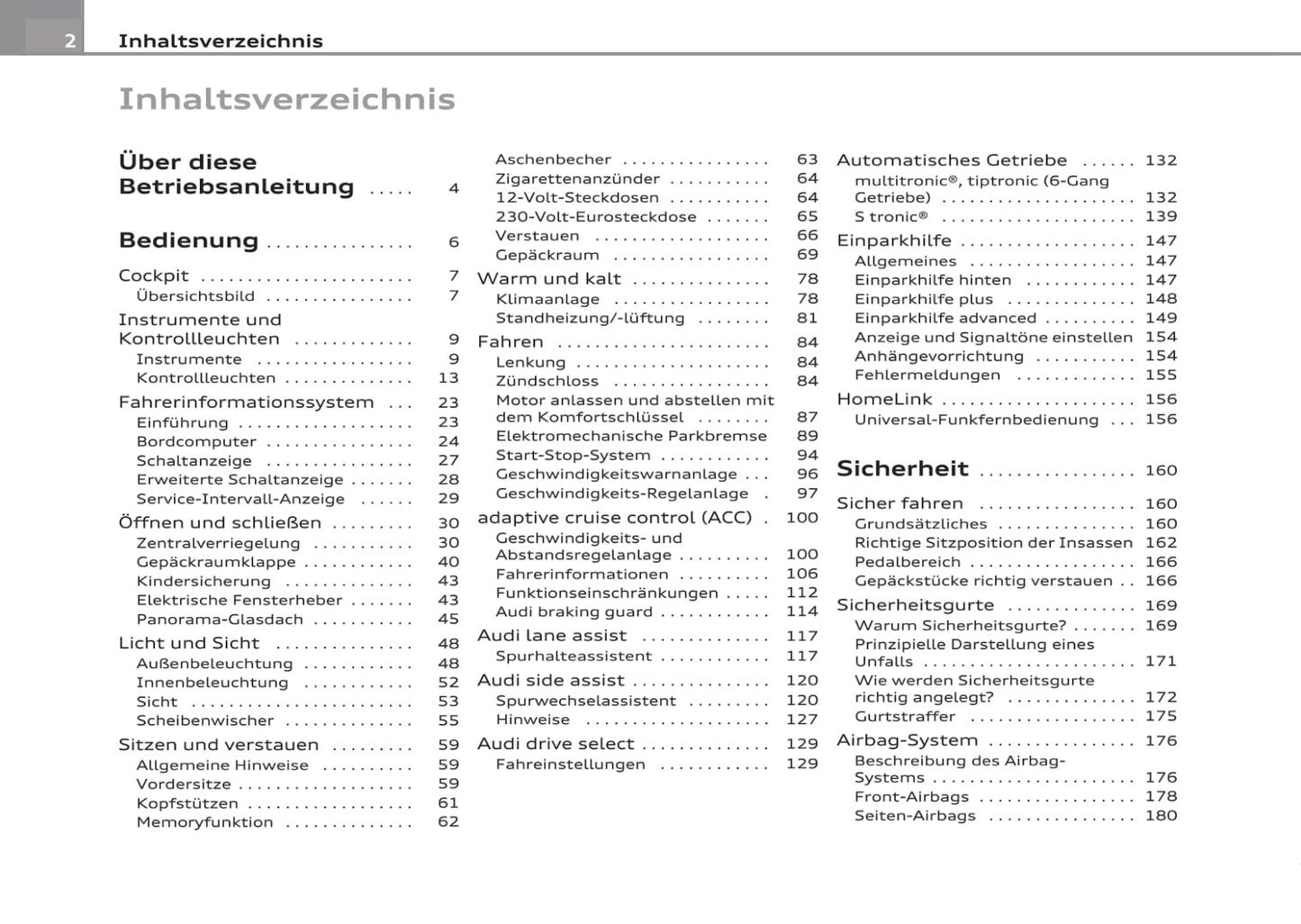 2007-2011 Audi A4 Bedienungsanleitung | Deutsch