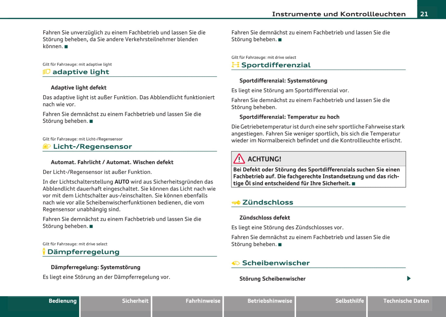 2007-2011 Audi A4 Bedienungsanleitung | Deutsch