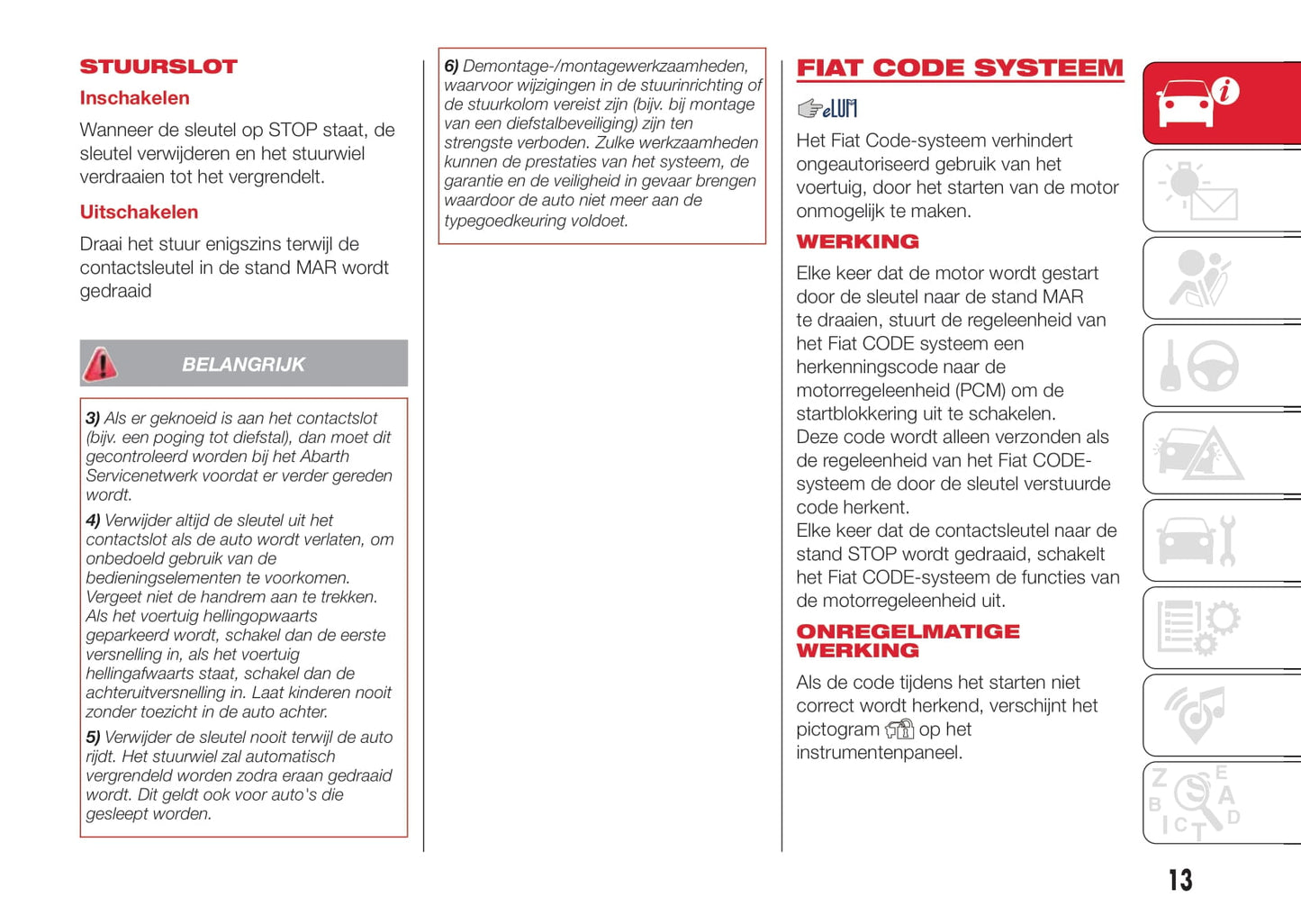 2016-2017 Abarth 500 Owner's Manual | Dutch